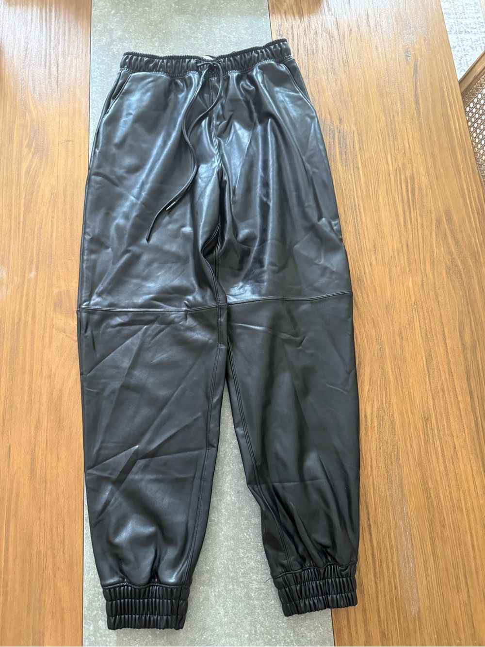 Abercrombie & Fitch Black Faux Leather Jogger Pants